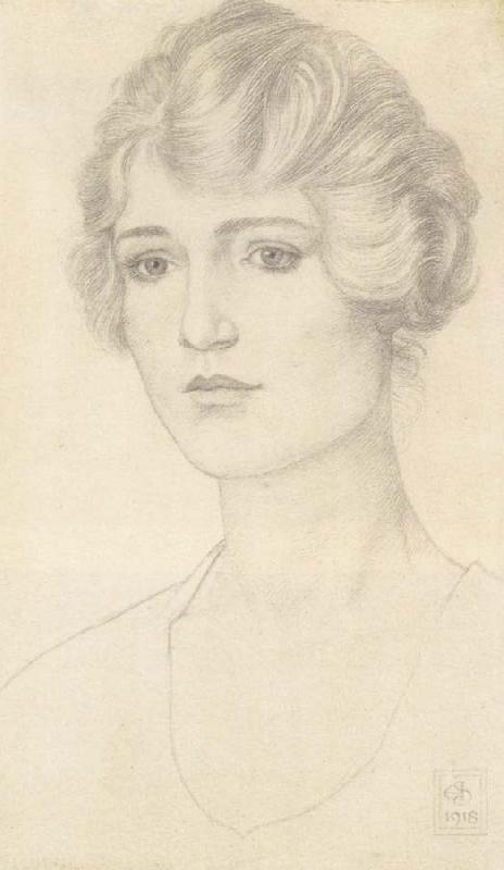 Joseph E.Southall Portrait Study of Janet Hutchinson